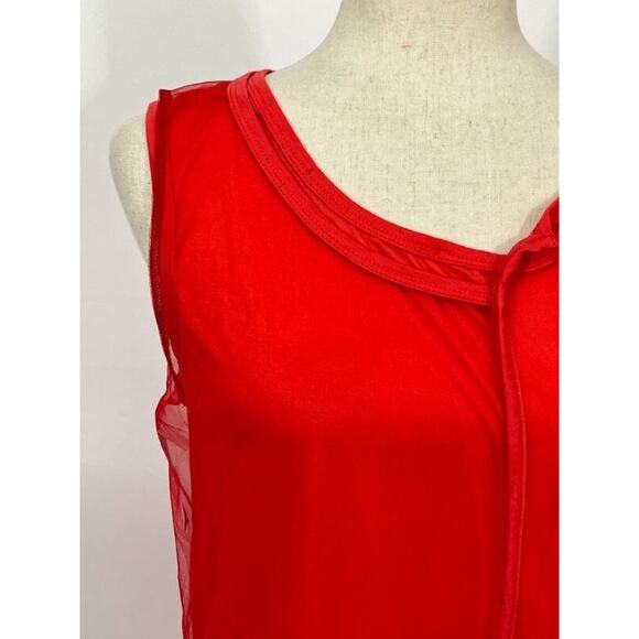 RUNDHOLZ Black Label Sz L Large Red Layered Tulle Tank Top Sleeveless NWT - Picture 6 of 9